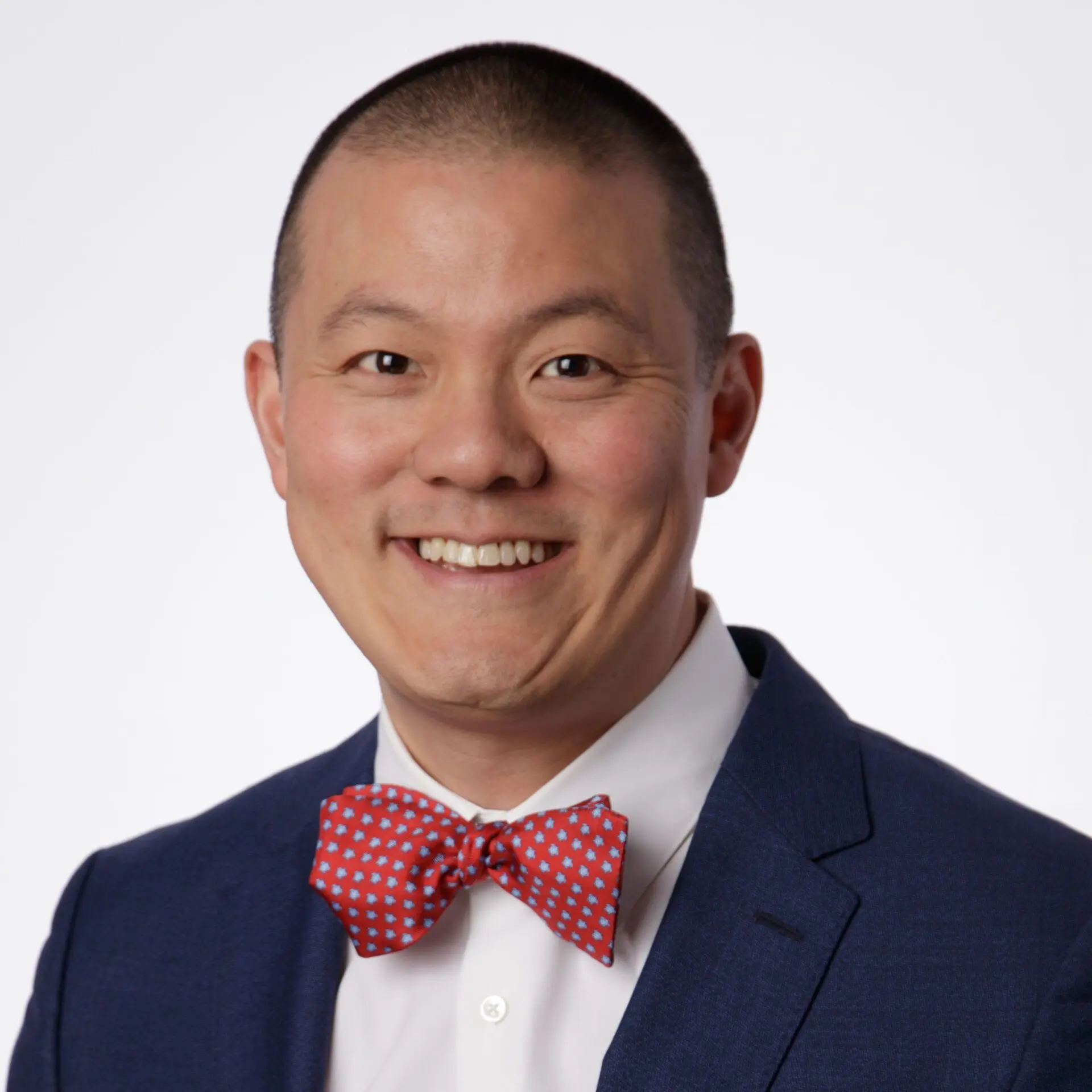 CBV's new medical director is pictured with a red bow tie.