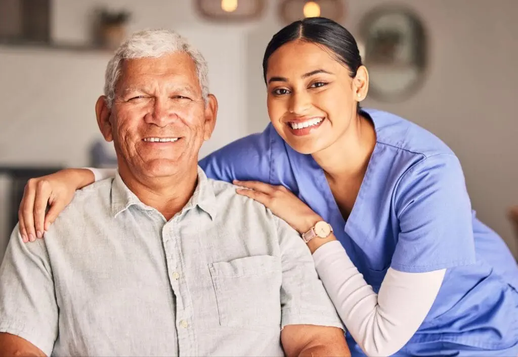 caregiver with senior man
