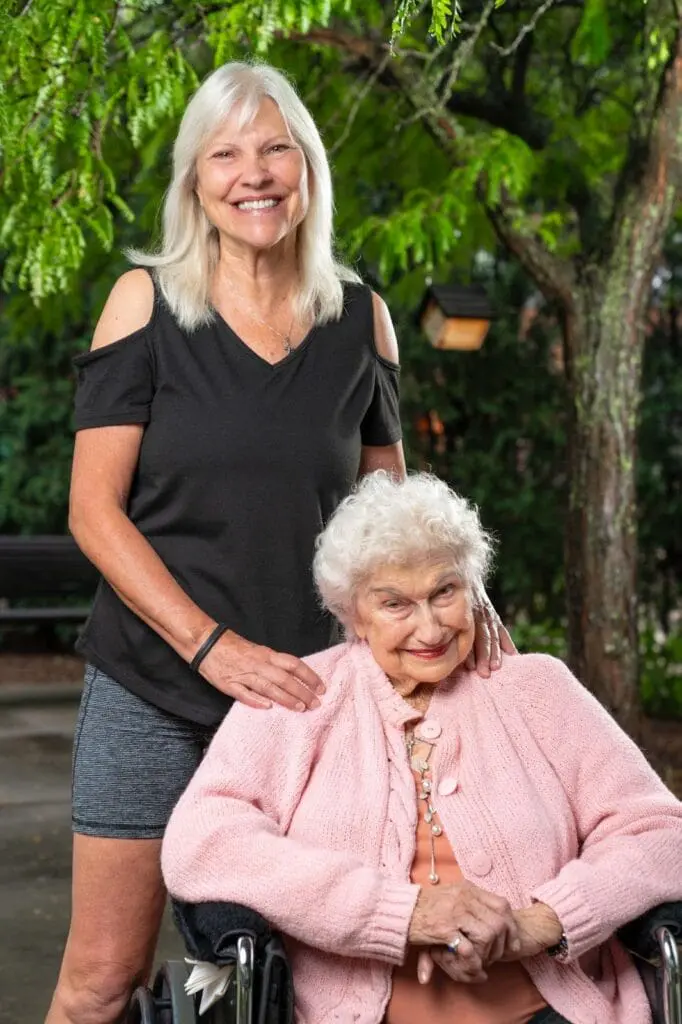 woman visiting her mother in assisted living at central baptist village