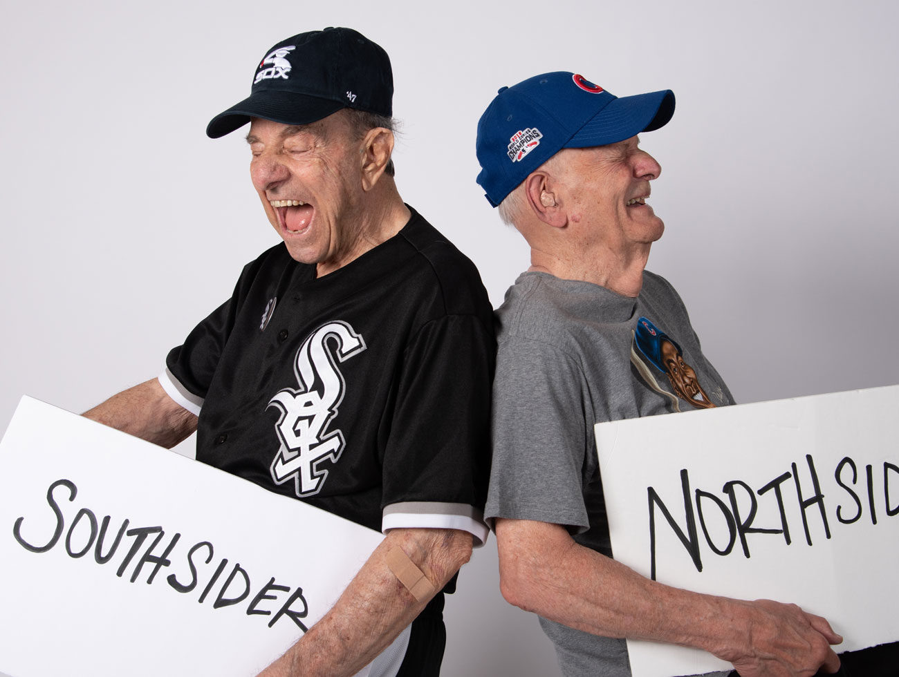 93-year-old Cubs fan and 90-year-old Sox fan at Central Baptist retirement community
