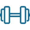 A graphic of workout weights representing activeness in senior living.