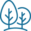 A graphic of trees representing the focus on nature and assistance.