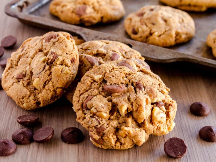 Chocolate chip muffins on a table, representing the power of reminiscing on things we love.