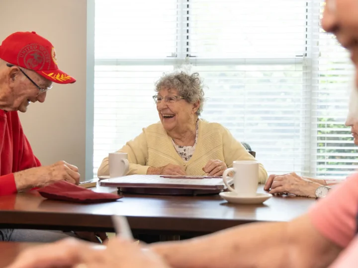 Residents playing Scrabble