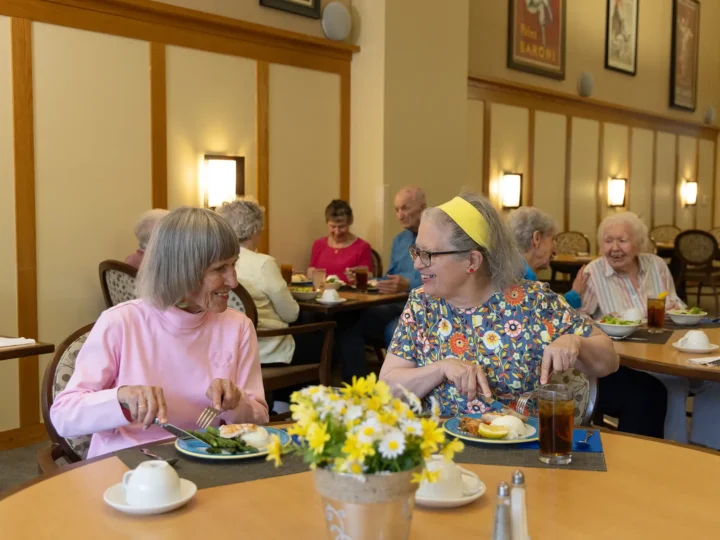 Residents enjoying lunch in the dining room
