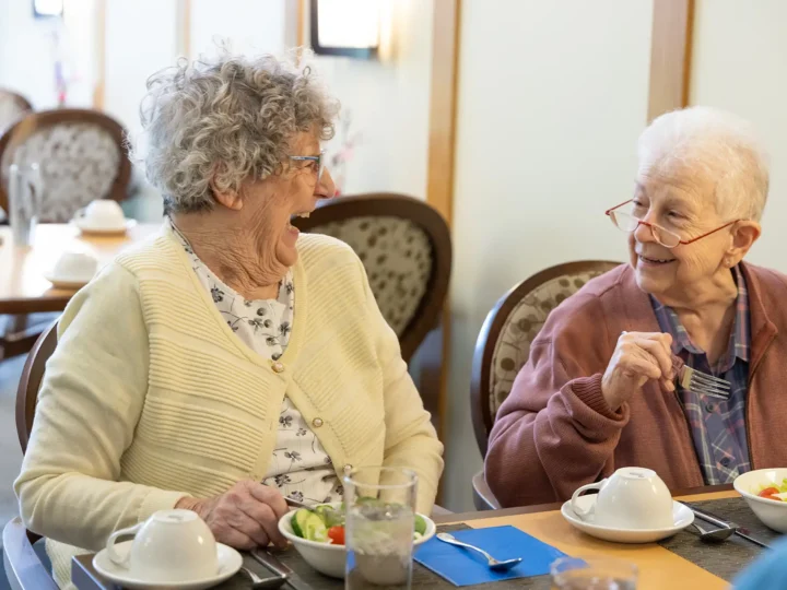 Residents enjoying lunch in the dining room