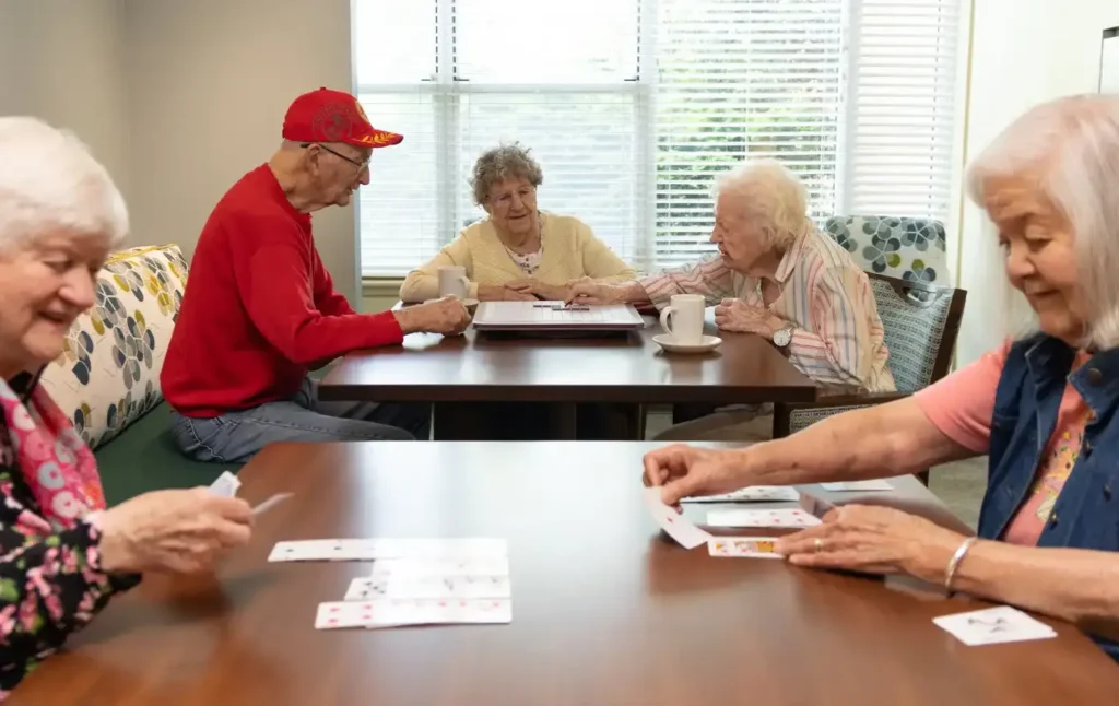 Word and card games add life enrichment to residents of Central Baptist Village in Norridge, Illinois.